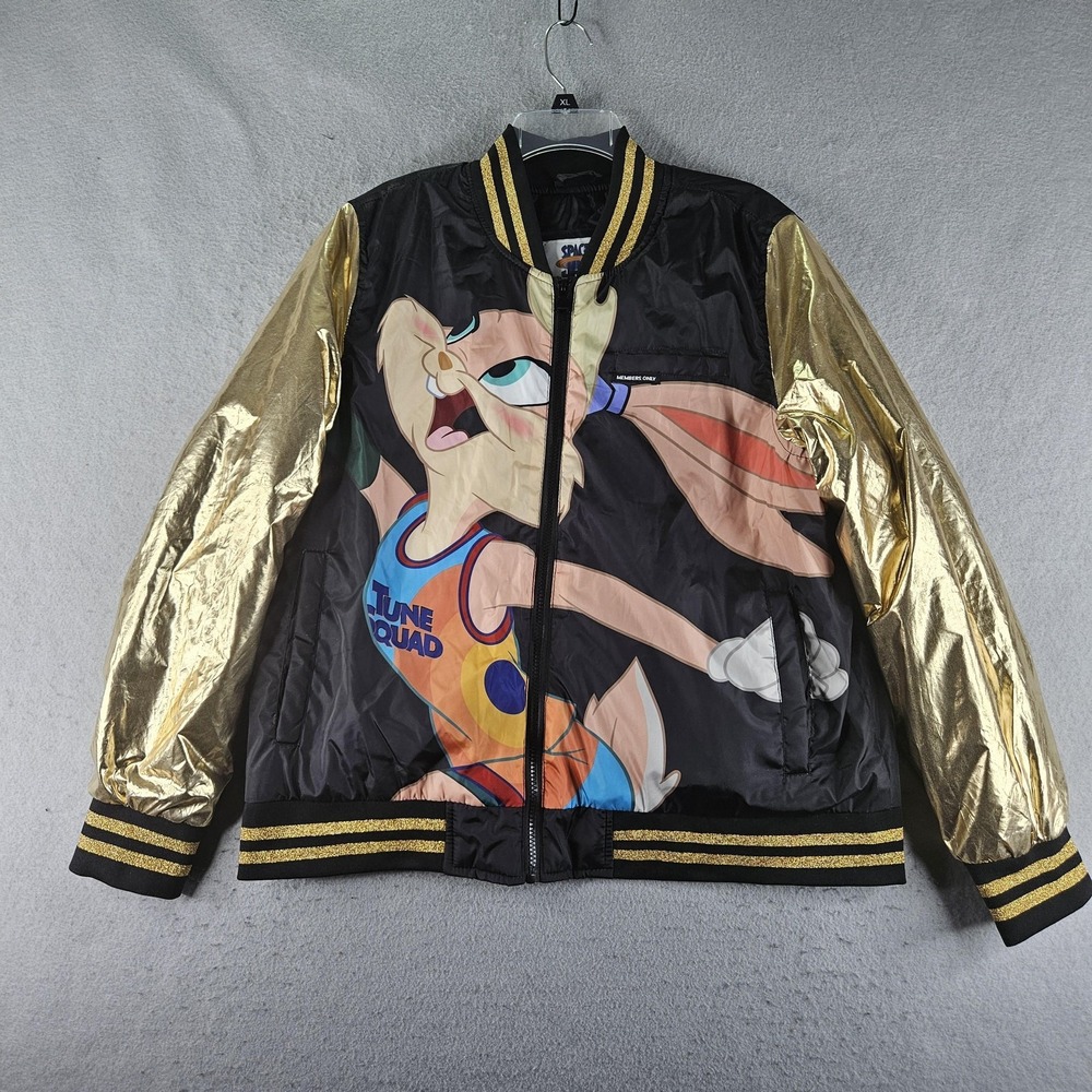 Members Only Bomber Jacket Womens 1X Gold Space Jam Lola Bunny Tune Squad